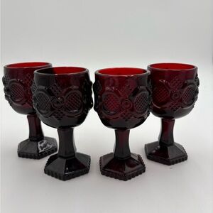 Set of Four Red Avon Goblets